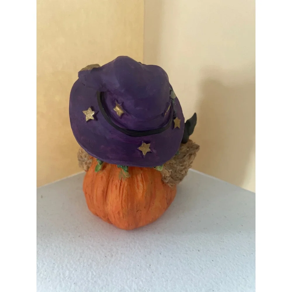 Halloween Teddy Bear Pumpkin Figurine Wizard Hat Bat Resin Decor 4.5 Inch